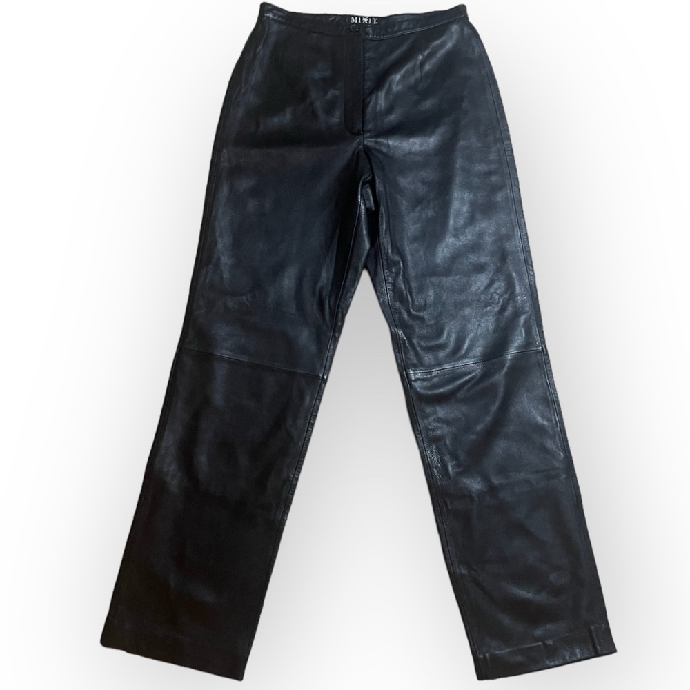 MIXIT Black Leather Pants High Rise Baggy size 8 Woman’s Party Mom Vintage VTG